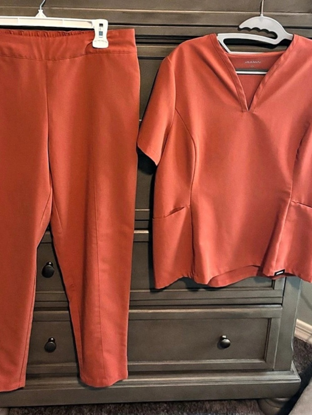 Jaanuu Women's Scrub Set in Orange, Black, Gray, Navy and